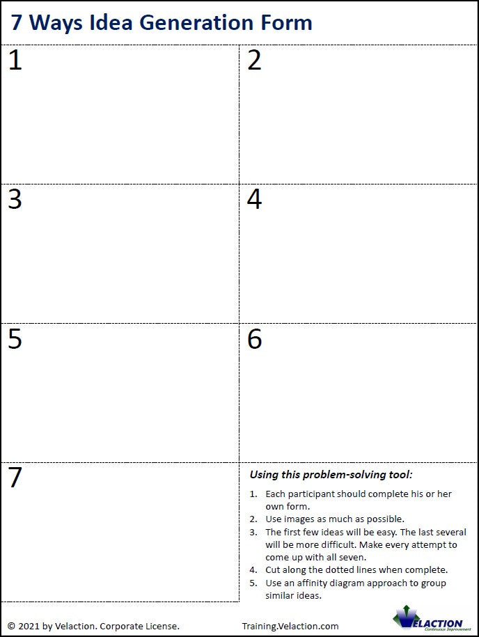 7 Ways Idea Generation Form