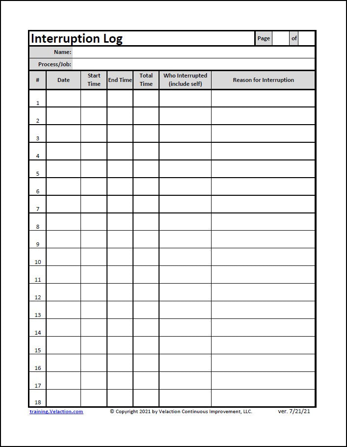 Interruption Log - FREE
