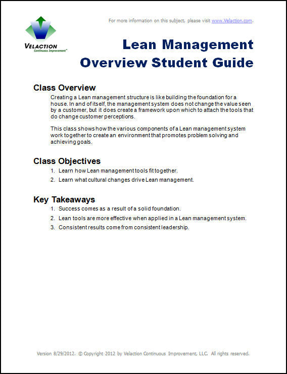 Lean Management Overview Student Guide