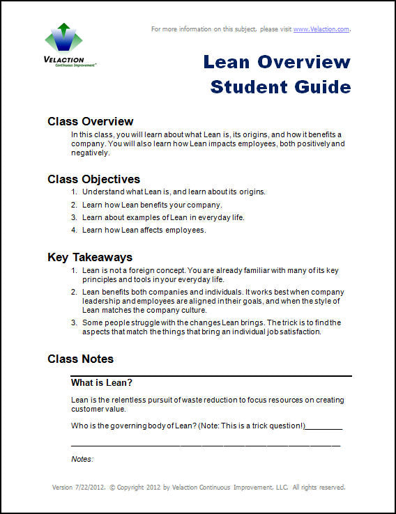 Lean Overview Student Guide