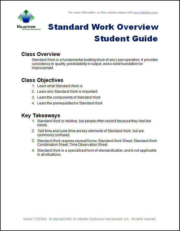 Standard Work Overview Student Guide