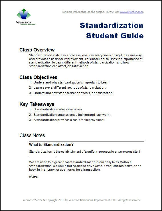 Standardization Student Guide