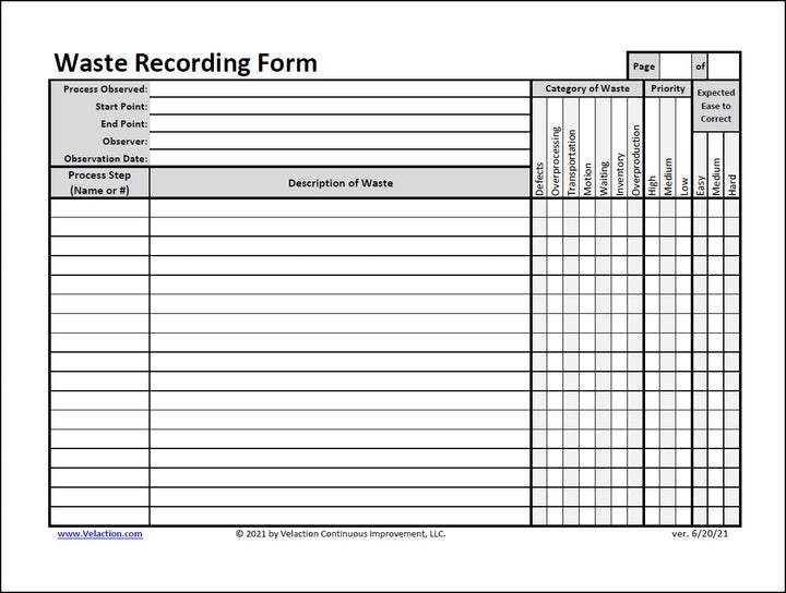 Waste Recording Form