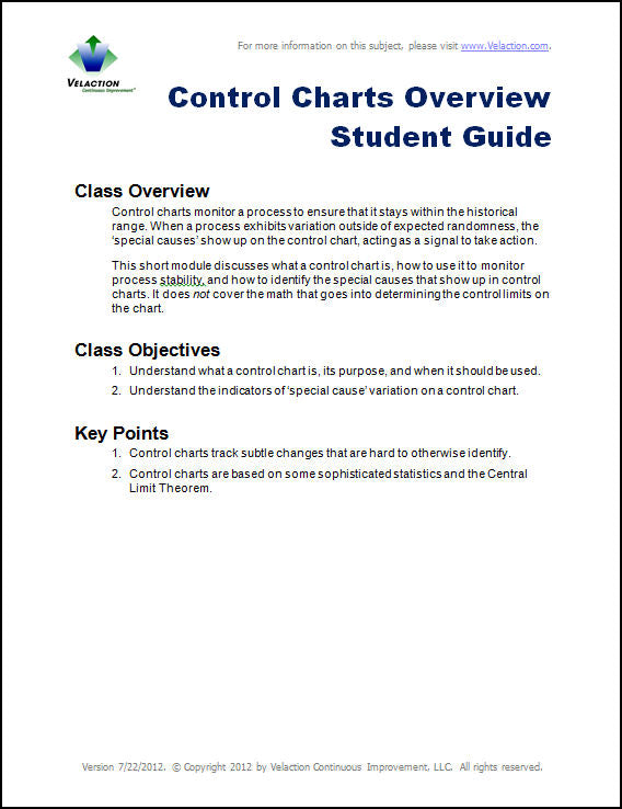 Control Charts Overview Student Guide