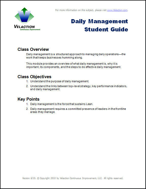 Daily Management Student Guide