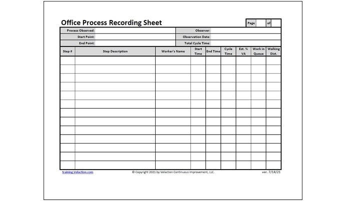 Office Process Recording Sheet