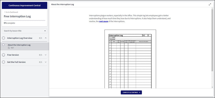 Interruption Log – Velaction Store