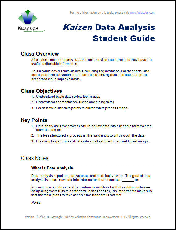 Kaizen Data Analysis Student Guide
