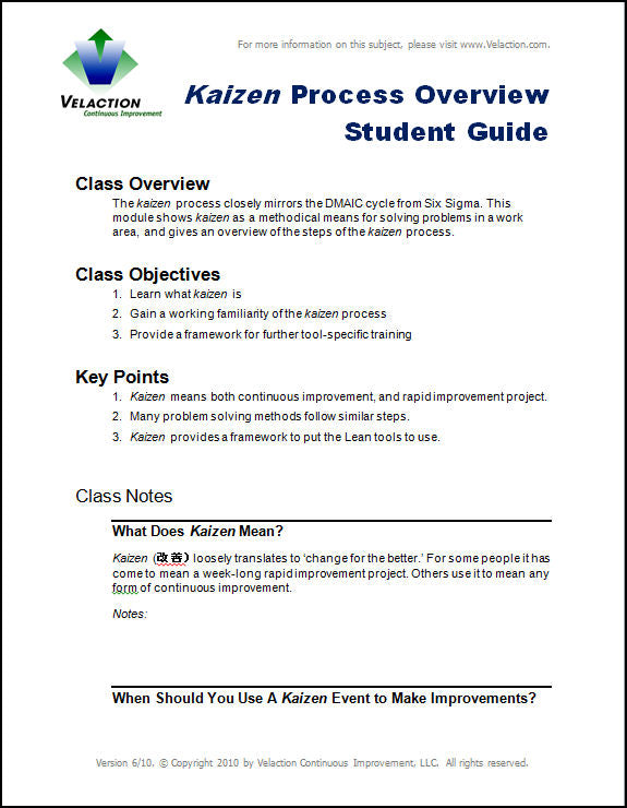 Kaizen Process Overview Trainer Downloads
