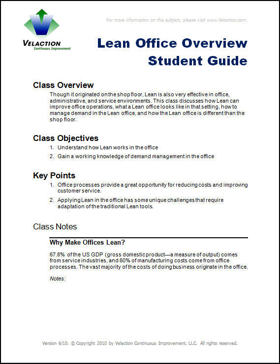 Lean Office Overview Trainer Downloads