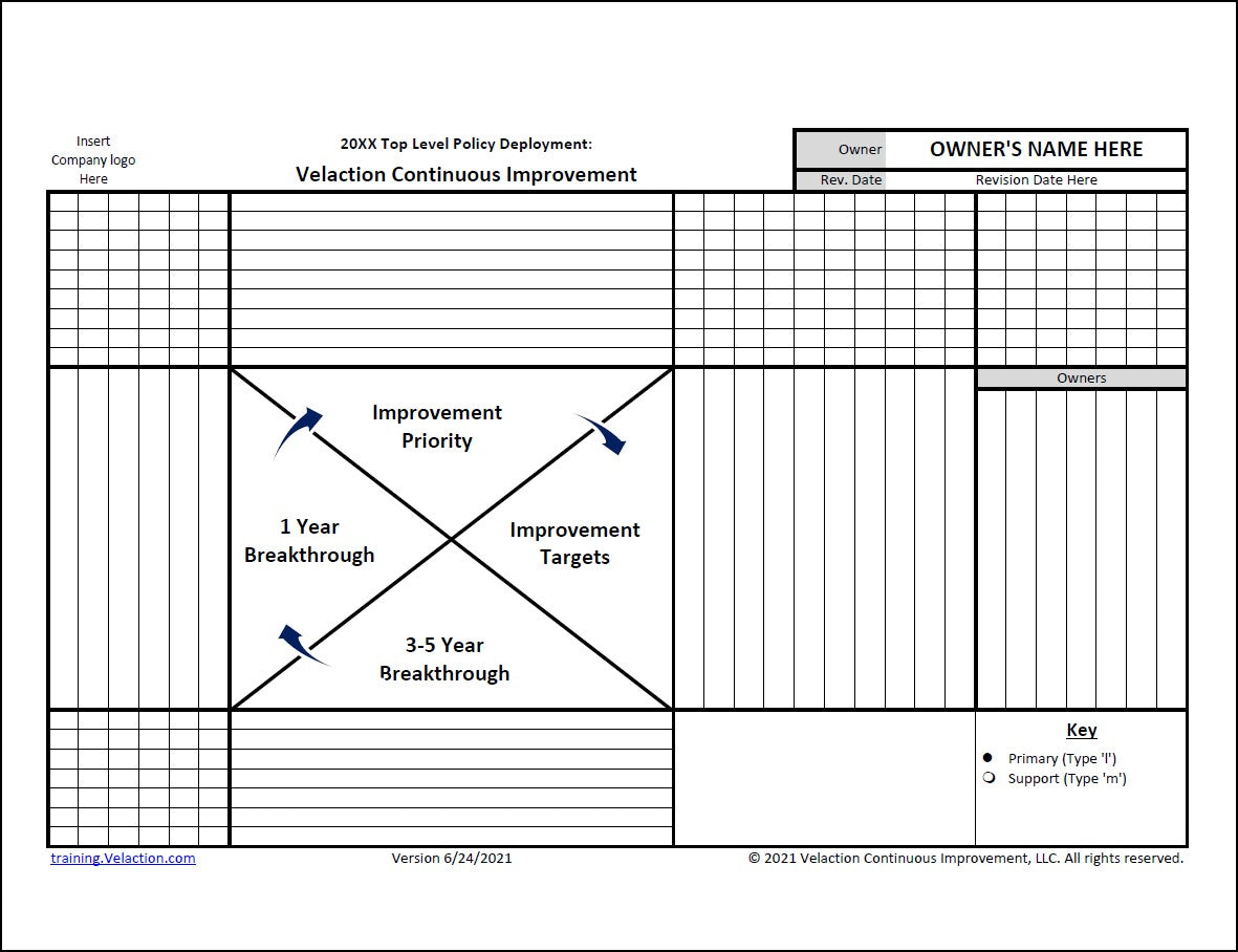 Policy Deployment Matrix / X-Matrix – Velaction Store