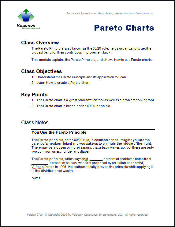 Pareto Charts Student Guide