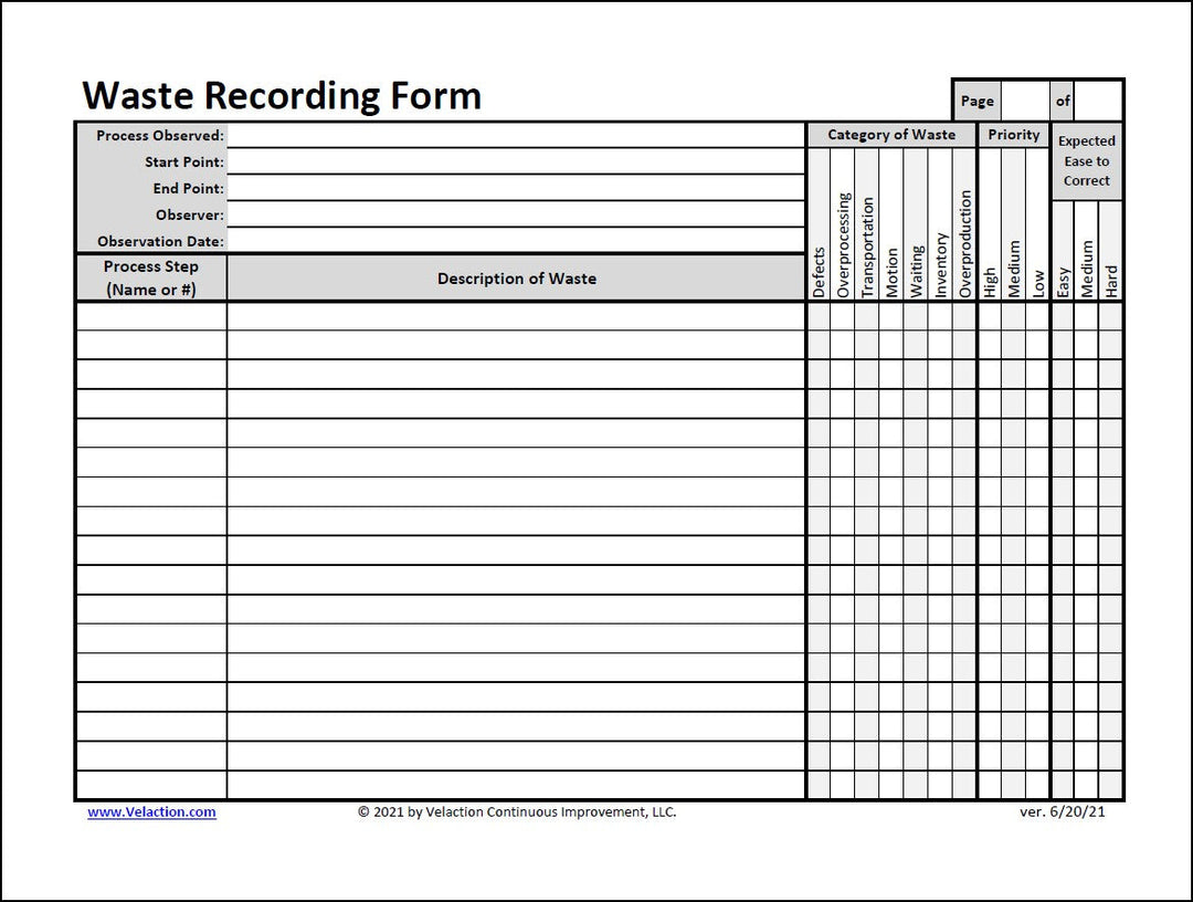 Waste Recording Form