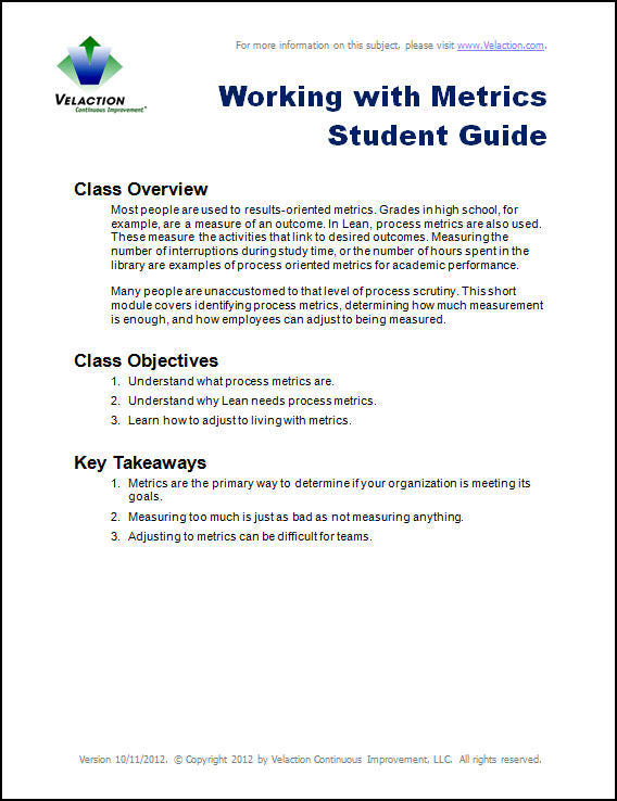 Working With Metrics Student Guide